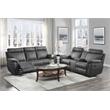 Pemberly Row Modern Microfiber Double Reclining Sofa with Cup Holders in Gray