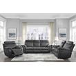 Pemberly Row Modern Microfiber Double Reclining Sofa with Cup Holders in Gray