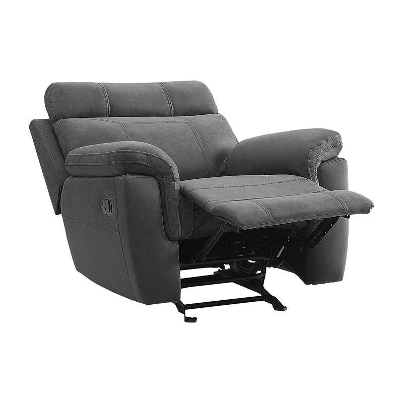 Pemberly Row Modern Polished Microfiber Glider Reclining Chair in Gray