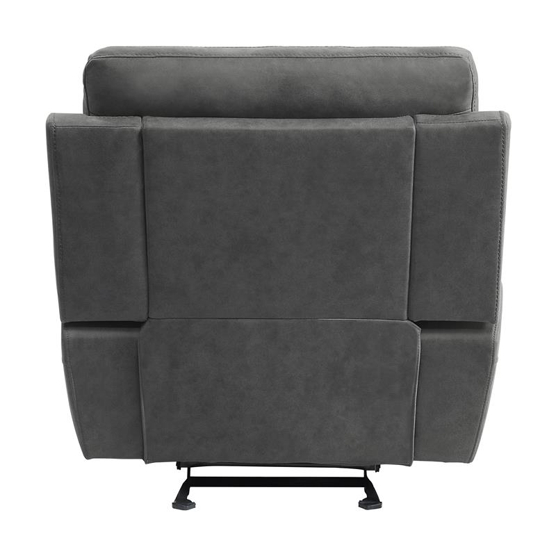 Pemberly Row Modern Polished Microfiber Glider Reclining Chair in Gray