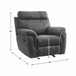 Pemberly Row Modern Polished Microfiber Glider Reclining Chair in Gray