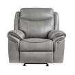 Pemberly Row Traditional Faux Leather Glider Reclining Chair in Gray