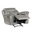 Pemberly Row Traditional Faux Leather Glider Reclining Chair in Gray