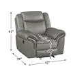 Pemberly Row Traditional Faux Leather Glider Reclining Chair in Gray