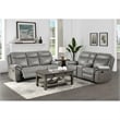 Pemberly Row Traditional Faux Leather Double Glider Reclining Loveseat in Gray