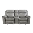 Pemberly Row Traditional Faux Leather Double Glider Reclining Loveseat in Gray