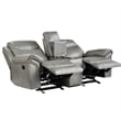 Pemberly Row Traditional Faux Leather Double Glider Reclining Loveseat in Gray