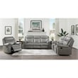 Pemberly Row Traditional Faux Leather Double Glider Reclining Loveseat in Gray