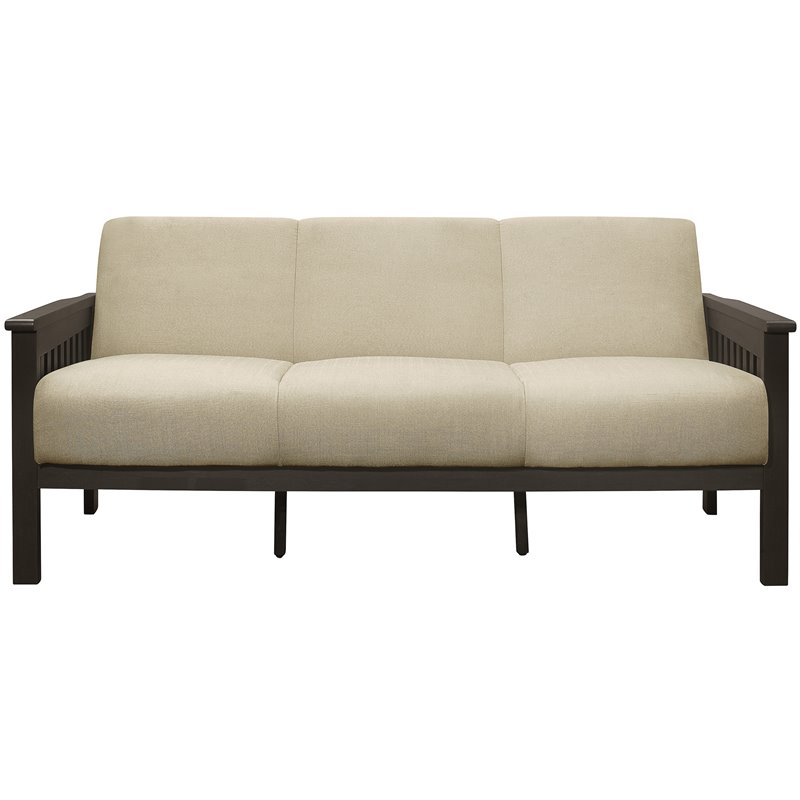 Pemberly Row Fabric Upholstered Sofa in Light Brown and Antique Gray
