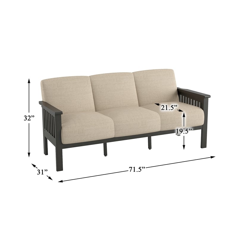 Pemberly Row Fabric Upholstered Sofa in Light Brown and Antique Gray