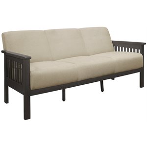 Pemberly Row Fabric Upholstered Sofa in Light Brown and Antique Gray