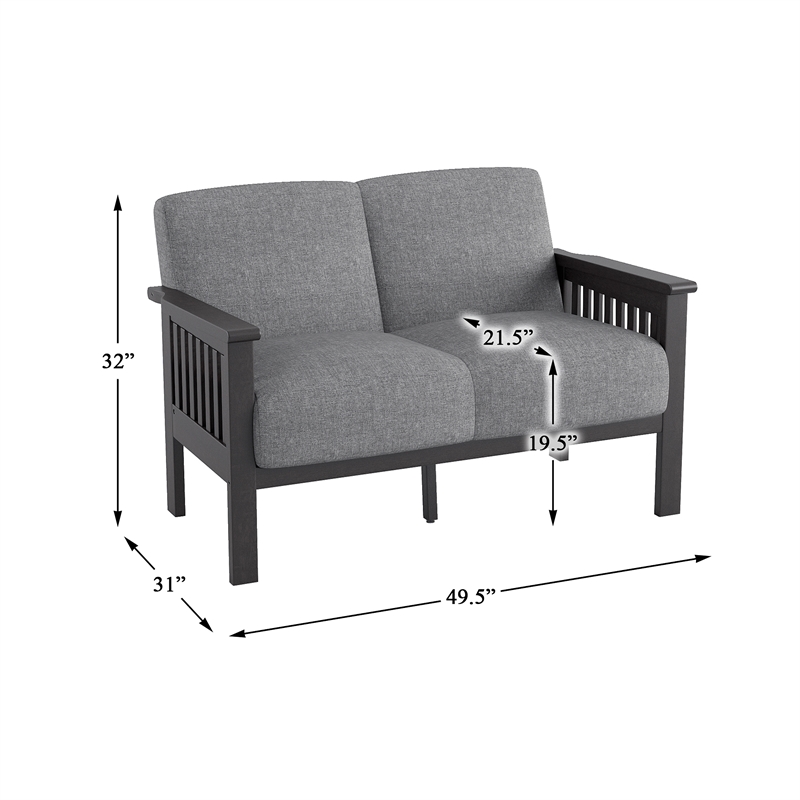 Pemberly Row Fabric Upholstered Loveseat in Gray and Antique Gray