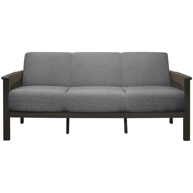 Pemberly Row Mid Century Fabric Upholstered Sofa in Gray and Antique Gray