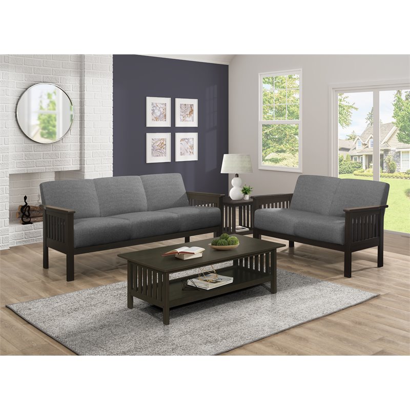 Pemberly Row Mid Century Fabric Upholstered Sofa in Gray and Antique Gray