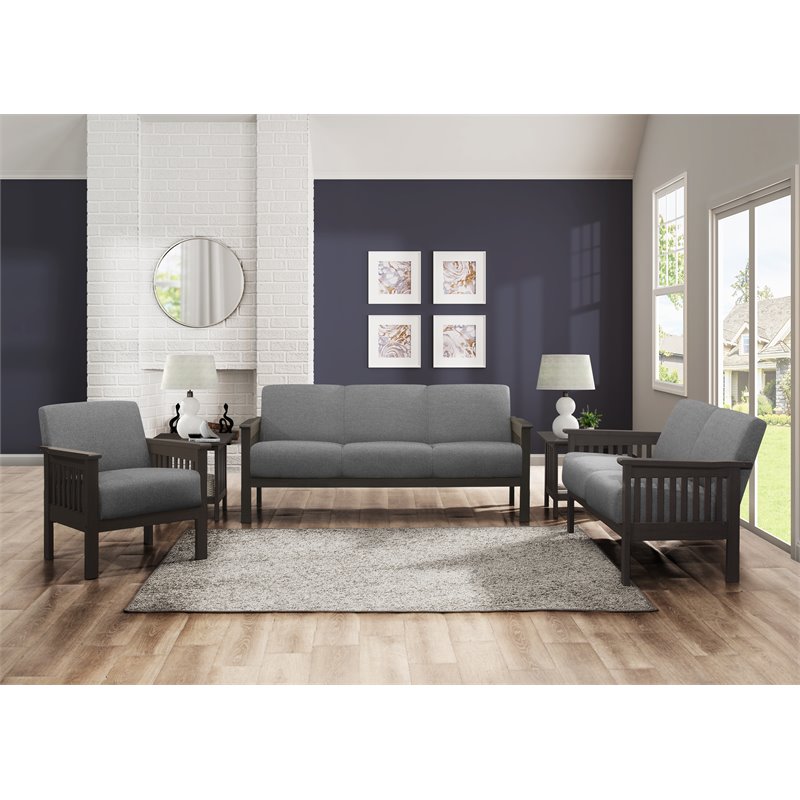 Pemberly Row Mid Century Fabric Upholstered Sofa in Gray and Antique Gray