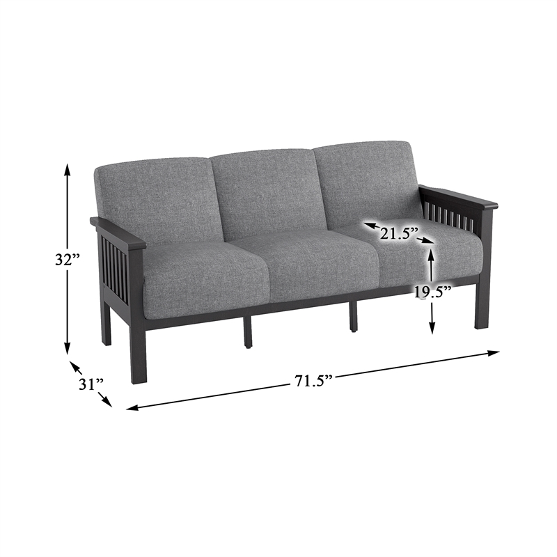 Pemberly Row Mid Century Fabric Upholstered Sofa in Gray and Antique Gray