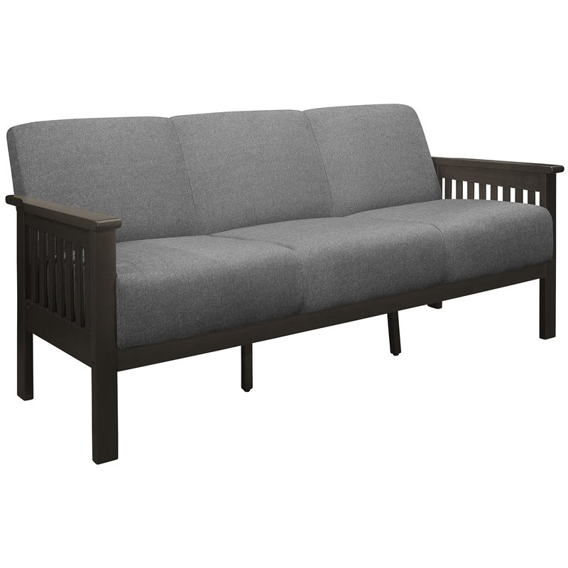 Pemberly Row Mid Century Fabric Upholstered Sofa in Gray and Antique Gray