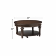 Pemberley Row Wood Espresso Coffee Table Round Casters 40