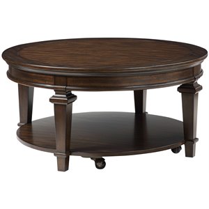 Pemberly Row 40&quot Round Traditional Wooden Coffee Table in Espresso