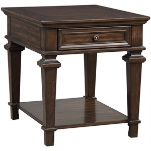 Pemberly Row 23&quot x 28&quot Traditional Wooden End Table in Espresso