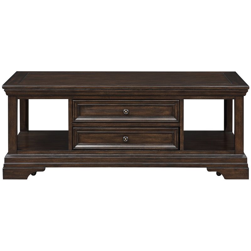 Pemberly Row Traditional Wooden Lift Top Coffee Table in Espresso