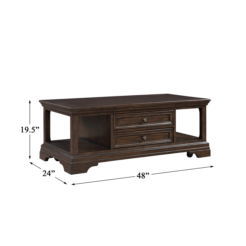 Pemberly Row Traditional Wooden Lift Top Coffee Table in Espresso