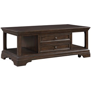 Pemberly Row Traditional Wooden Lift Top Coffee Table in Espresso