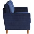 Pemberly Row Tufted Velvet Upholstered Loveseat in Blue and Walnut