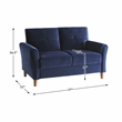 Pemberly Row Tufted Velvet Upholstered Loveseat in Blue and Walnut