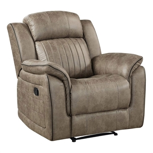 pemberly row microfiber reclining chair in gray