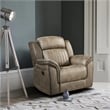 Pemberly Row Modern Microfiber/Pine Wood Recliner in Sandy Brown