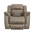 Pemberly Row Modern Microfiber/Pine Wood Recliner in Sandy Brown