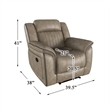 Pemberly Row Modern Microfiber/Pine Wood Recliner in Sandy Brown