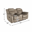 Pemberly Row Contemporary Microfiber Reclining Loveseat in Sandy Brown
