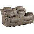 Pemberly Row Contemporary Microfiber Reclining Loveseat in Sandy Brown