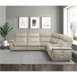 Pemberly Row 6-piece Contemporary Leather Modular Reclining Sectional in Beige