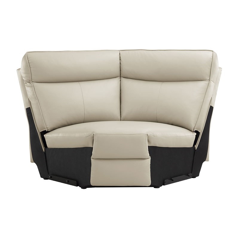 Pemberly Row 6-piece Contemporary Leather Modular Reclining Sectional in Beige