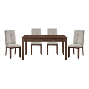 Pemberly Row 5-piece Wood Dining Set with 1 Table/4 Side Chairs in Cherry