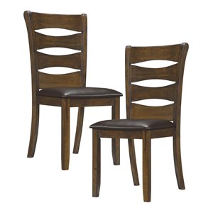 Pemberly Row 19.5&quot Transitional Wood Dining Room Side Chair in Brown (Set of 2)