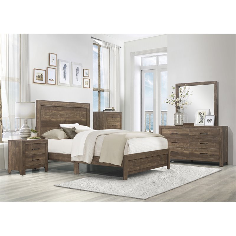 Pemberly Row Wood 2 Drawer Nightstand in Rustic Brown