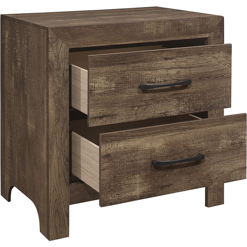 Pemberly Row Wood 2 Drawer Nightstand in Rustic Brown
