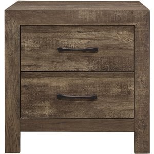 Pemberly Row Wood 2 Drawer Nightstand in Rustic Brown