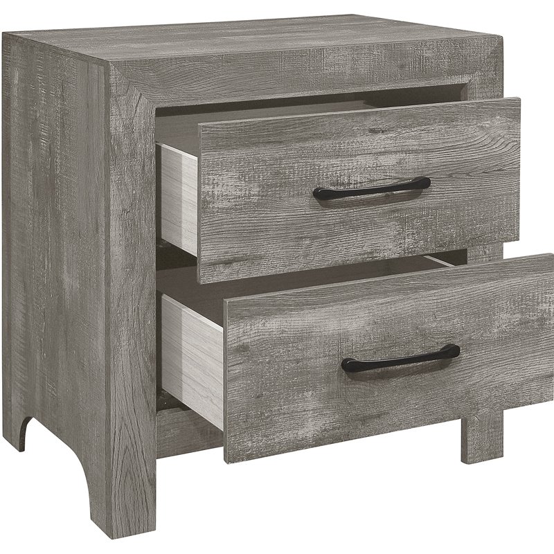 Pemberly Row Wood 2 Drawer Nightstand in Gray