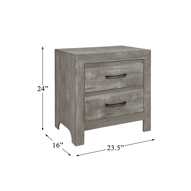 Pemberly Row Wood 2 Drawer Nightstand in Gray