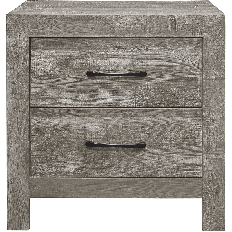 Pemberly Row Wood 2 Drawer Nightstand in Gray