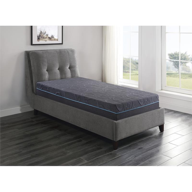 Pemberly Row Fabric Twin XL Gel Memory Hybrid Mattress in Gray
