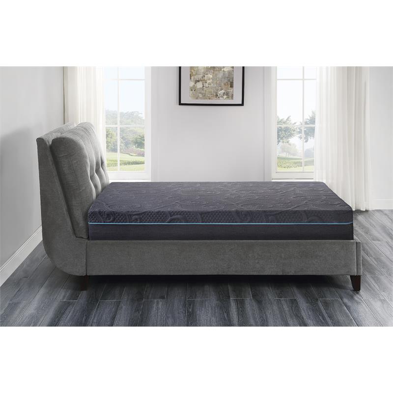 Pemberly Row Fabric Twin XL Gel Memory Hybrid Mattress in Gray