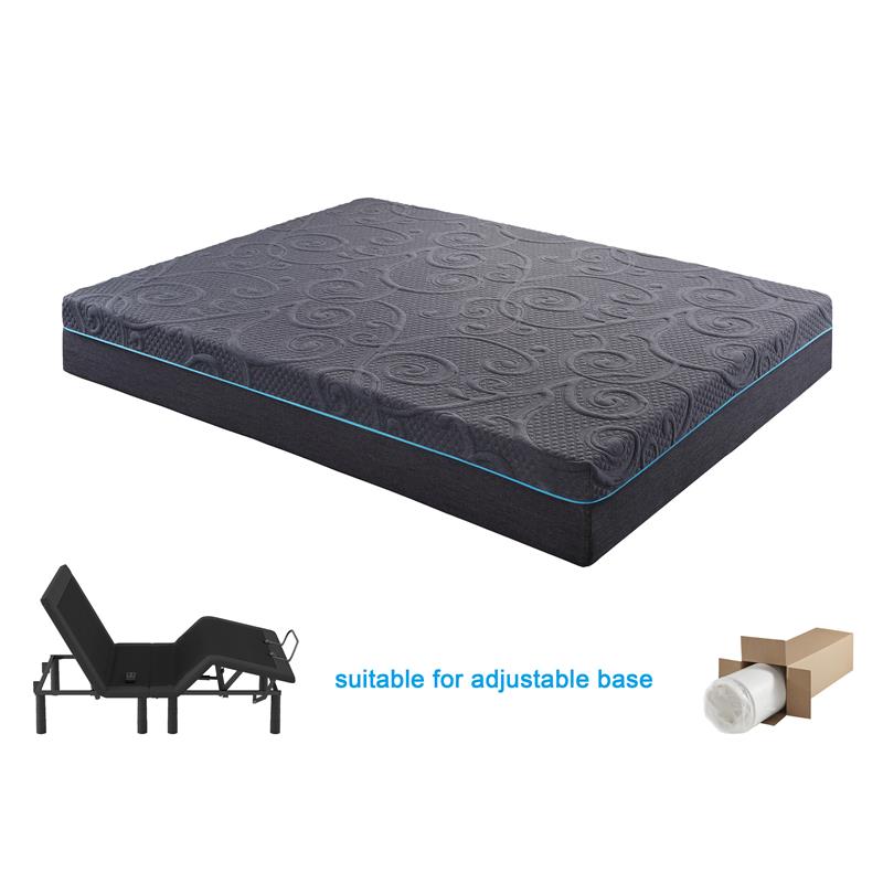 Pemberly Row Fabric Twin XL Gel Memory Hybrid Mattress in Gray