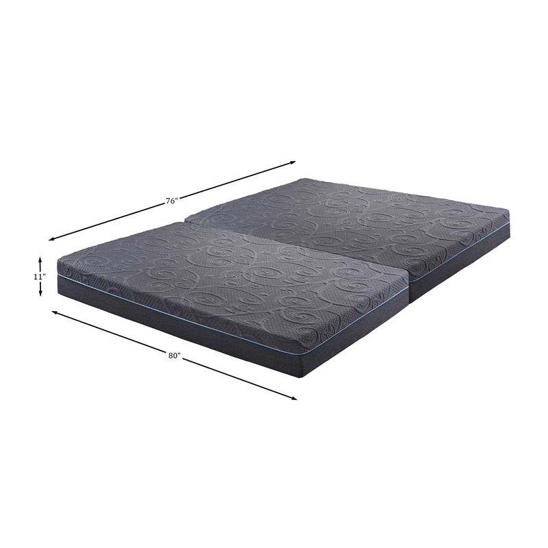 Pemberly Row Fabric Split Gel Memory Hybrid Mattress in Gray