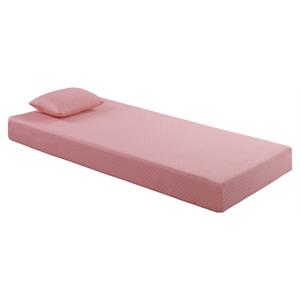 Pemberly Row 7&quot Modern Fabric Twin Mattress Set in Pink